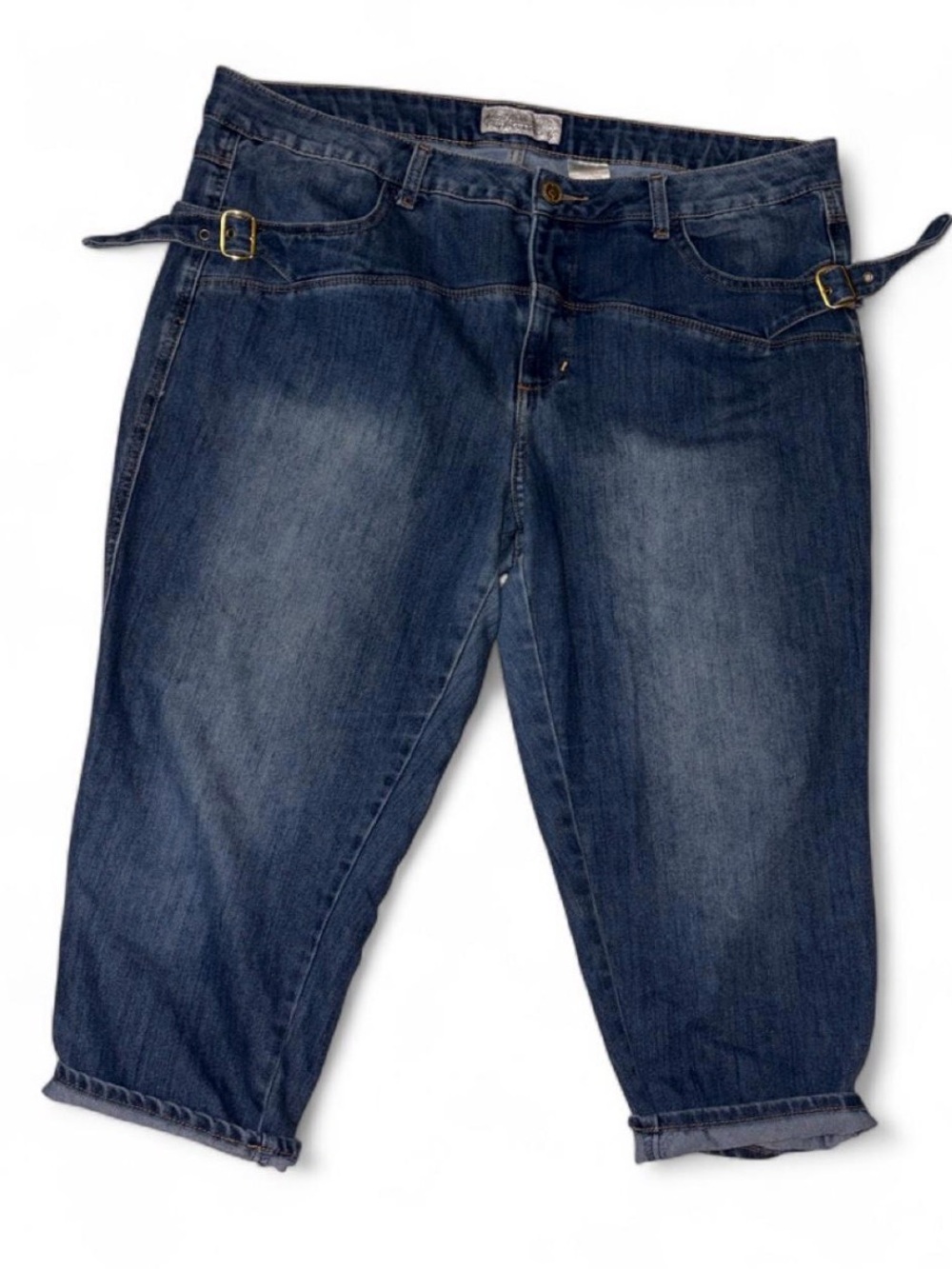 Baby Phat Dark Blue Cropped Jeans with Side Buckles